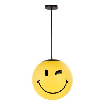 ONLI - SMILEY barnpendel med sladd 1xE27/15W/230V gul