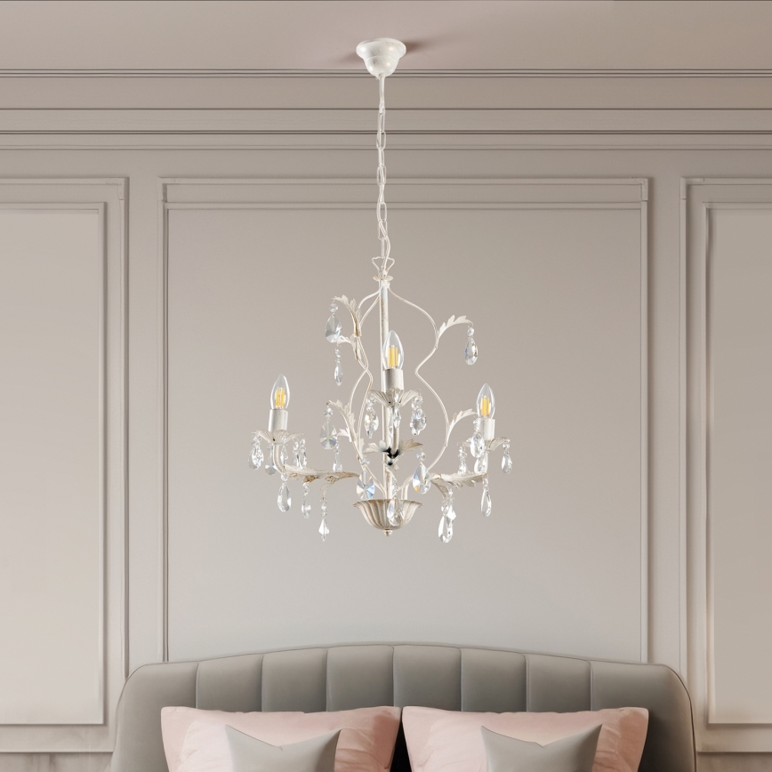ONLI - Taklampa med kedja TERESA 3xE14/6W/230V vit