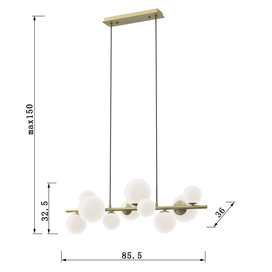 ONLI - Taklampa på kabel PALOMA, 10xG9/3W/230V, guldfärgad