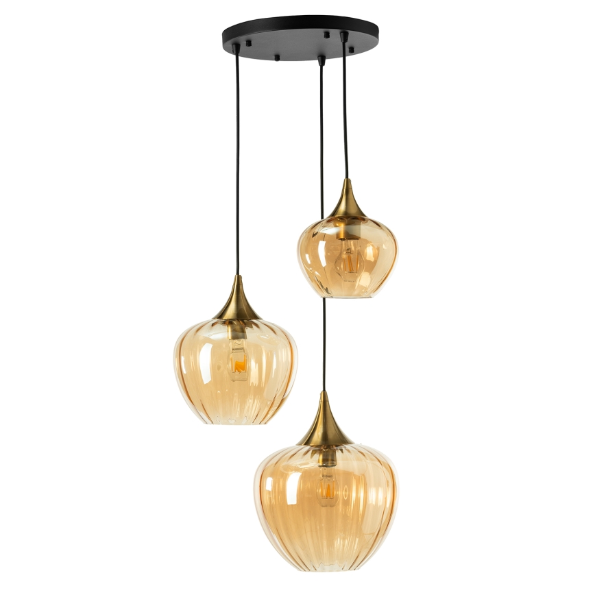 ONLI - Takpendel på vajer ELIDE 3xE27/15W/230V svart/koppar