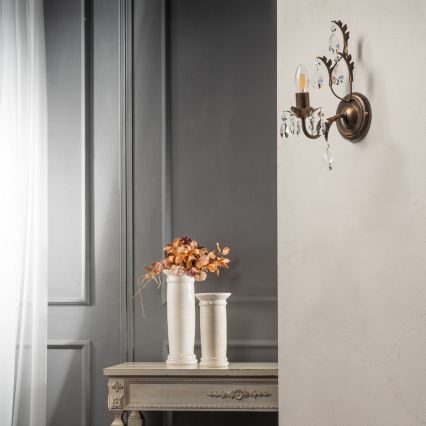 ONLI - Vägglampa TERESA 1xE14/6W/230V brons