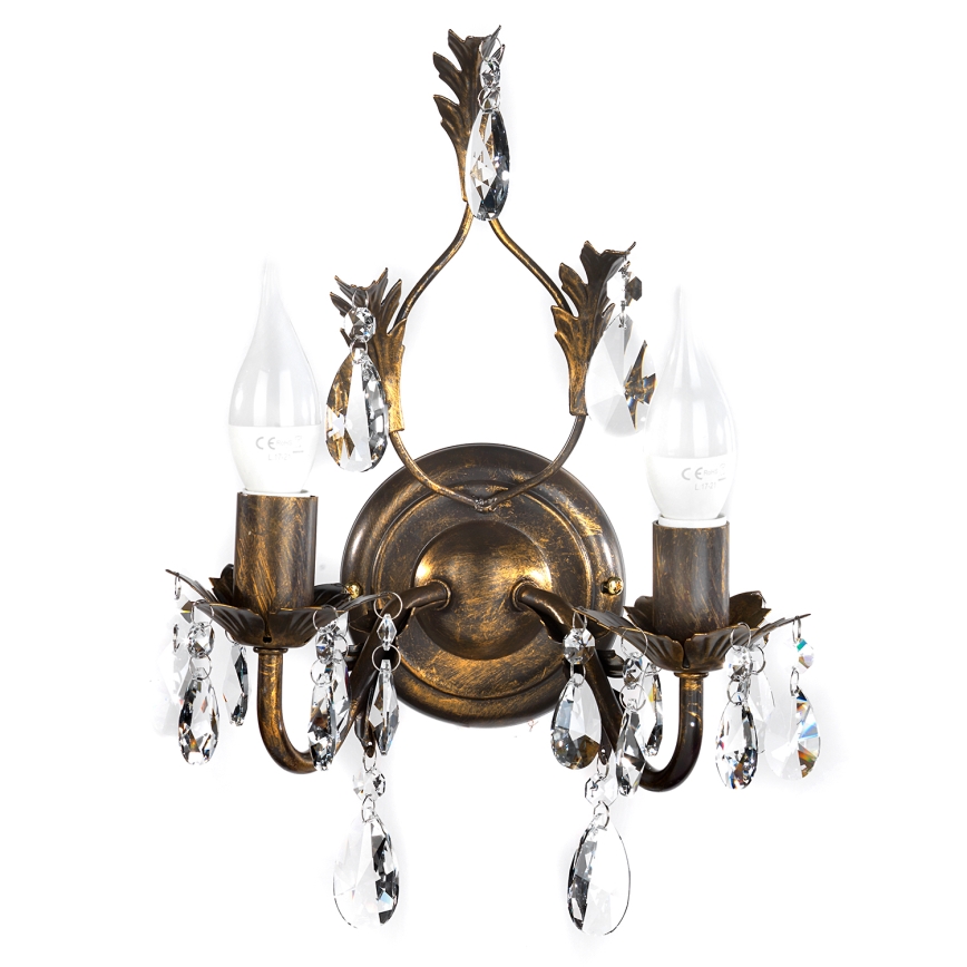 ONLI - Vägglampa TERESA 2xE14/6W/230V brons