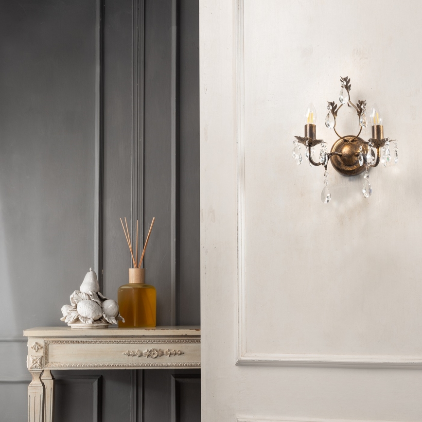 ONLI - Vägglampa TERESA 2xE14/6W/230V brons