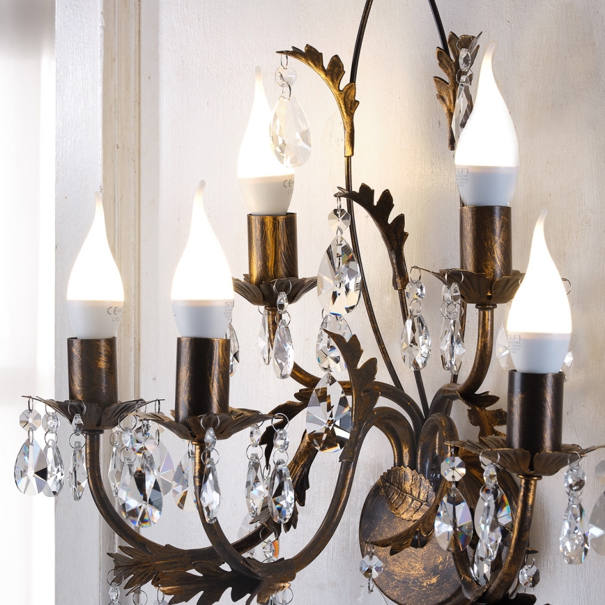 ONLI - Vägglampa TERESA 5xE14/6W/230V brons