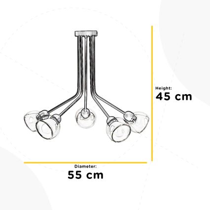 ONLI - Ytmonterad ljuskrona DENVER 5xE14/6W/230V