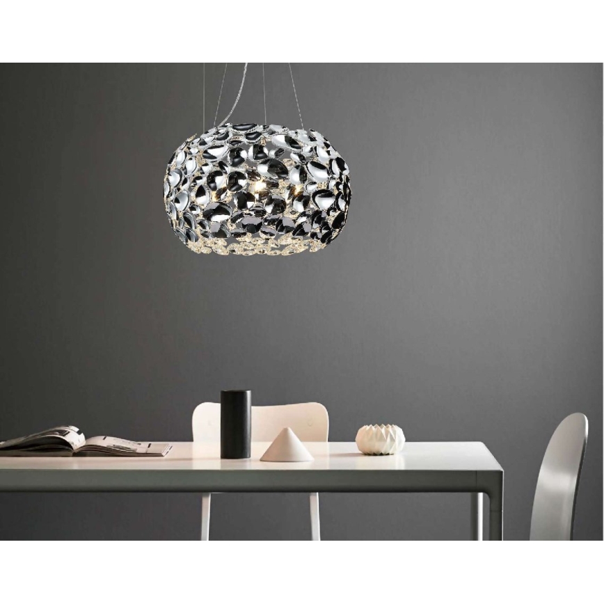 Open Design OR80162 - Hänglampa med kabel CARERA 6xG9/7W/230V diam. 55 cm blank krom