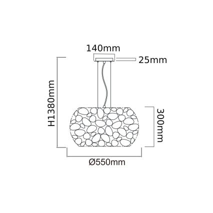 Open Design OR80162 - Hänglampa med kabel CARERA 6xG9/7W/230V diam. 55 cm blank krom