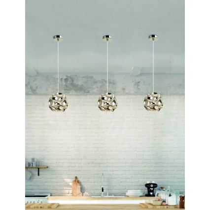 Open Design OR80179 - Pendellampa med kabel CARERA 1xG9/7W/230V Ø 15 cm polerad krom