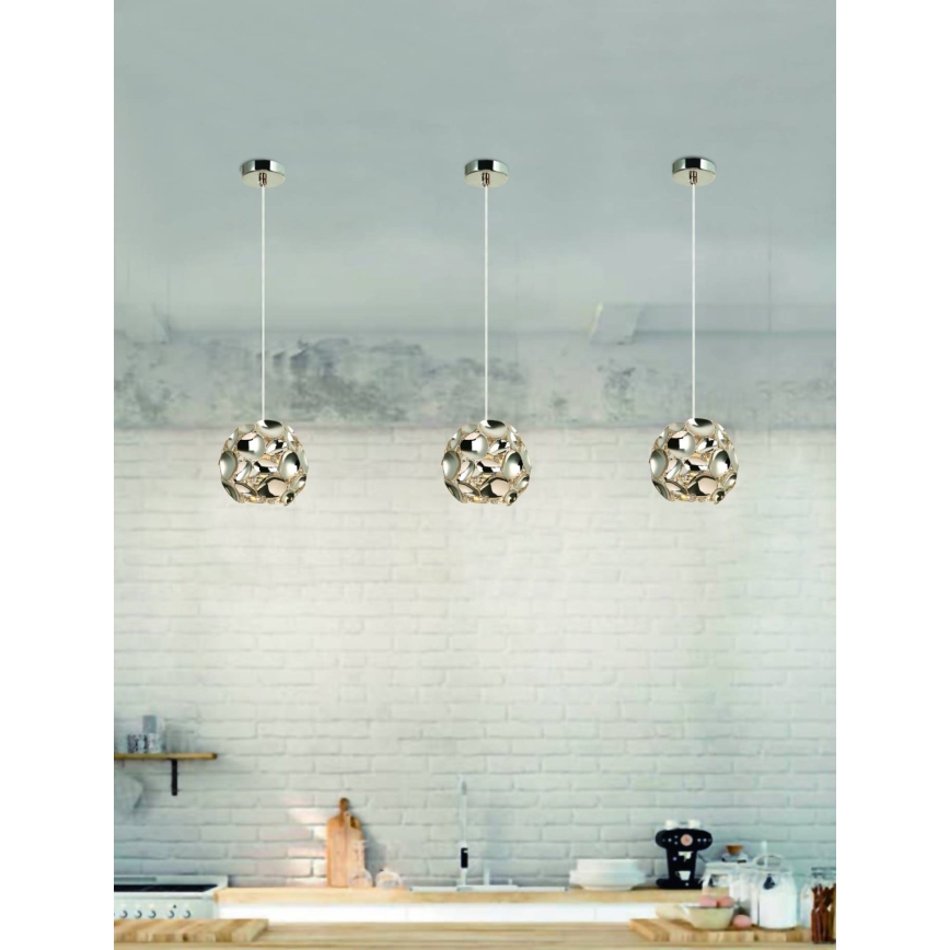 Open Design OR80179 - Pendellampa med kabel CARERA 1xG9/7W/230V Ø 15 cm polerad krom