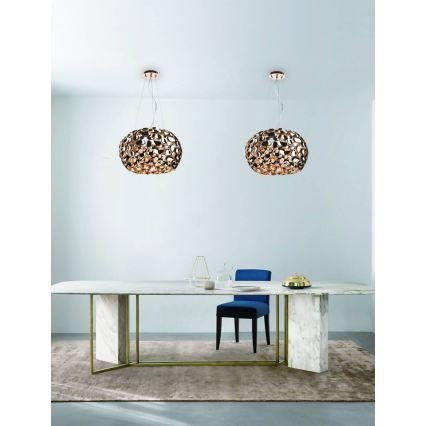 Open Design OR80186 - Taklampa på vajer CARERA 6xG9/7W/230V Ø 55 cm roséguld