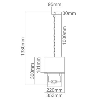 Open Design OR80223 - Hängande ljuskrona CASA med kedja, 3xE14/12W/230V, krämvit/mässing