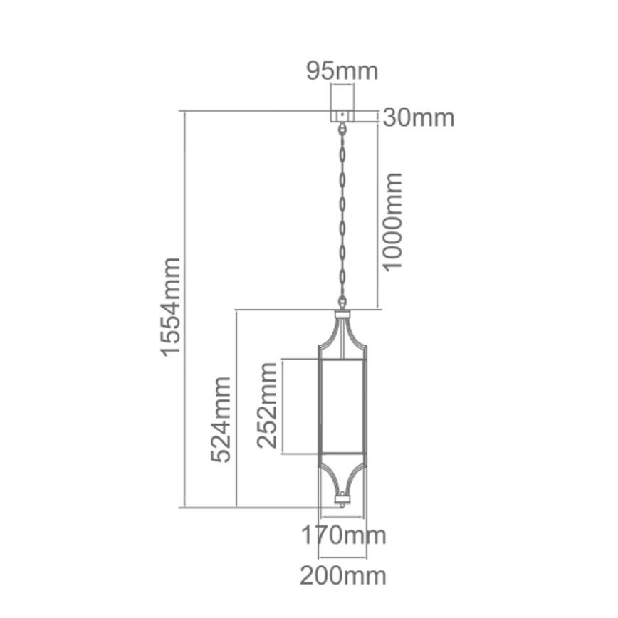 Open Design OR80568 - Taklampa med kedja LUNGA 1xE27/15W/230V mässing/vit
