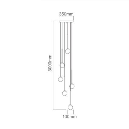 Open Design OR80636 - Pendellampa på vajer OTA 6xG9/8W/230V, svart