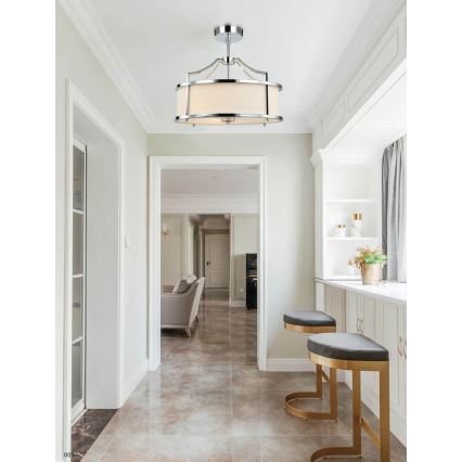 Open Design OR80872 - Taklampa på stång STANZA 4x E27/15W/230V Ø 55 cm blank krom/vit