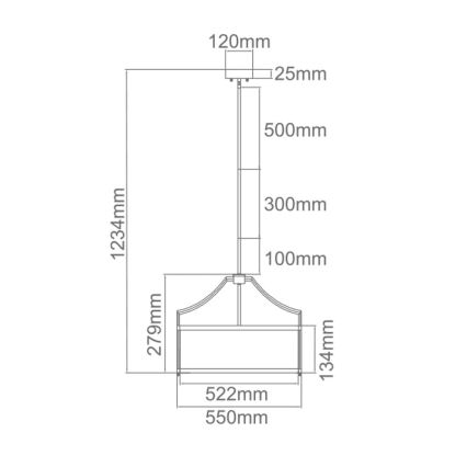 Open Design OR80872 - Taklampa på stång STANZA 4x E27/15W/230V Ø 55 cm blank krom/vit