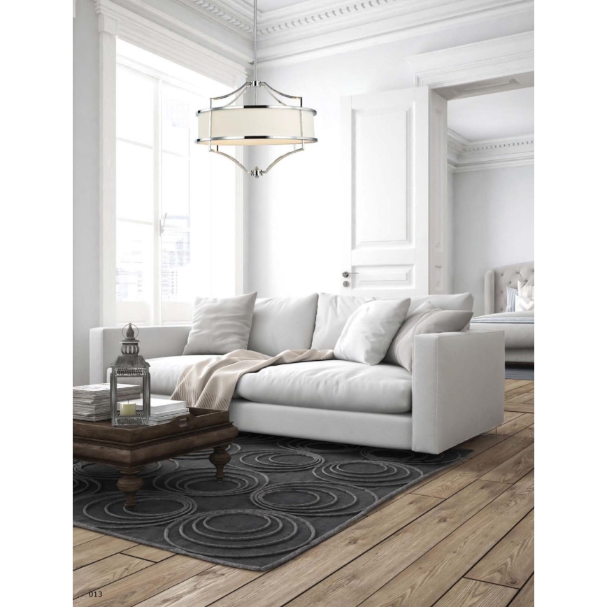 Open Design OR80919 - Taklampa på stång STESSO 4xE27/15W/230V Ø 55 cm blank krom/vit