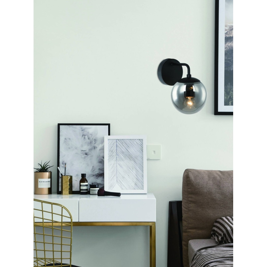 Open Design OR81411 - Vägglampa BAO 1xE27/8W/230V svart/rökgrå