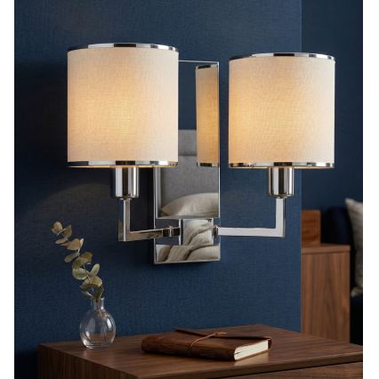 Open Design OR81497 - Vägglampa CASA 2xE14/12W/230V polerad krom/krämvit