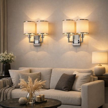Open Design OR81497 - Vägglampa CASA 2xE14/12W/230V polerad krom/krämvit