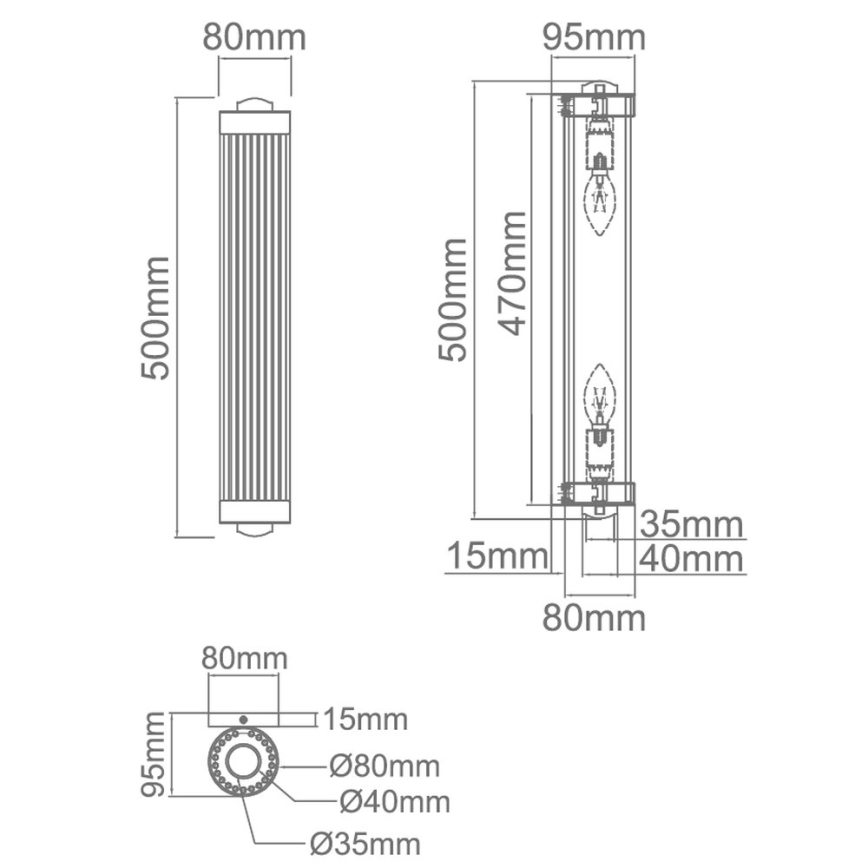 Open Design OR81572 - Vägglampa FIATTO 2xE14/12W/230V mässing