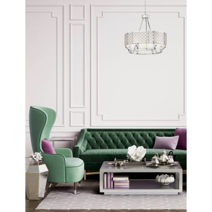 Open Design OR84375 - Ljuskrona med kedja VERNO 6xE14/12W/230V Ø 55 cm blank krom