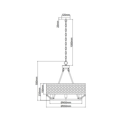 Open Design OR84382 - Taklampa med kedja VERNO 6xE14/12W/230V Ø 55 cm mässing