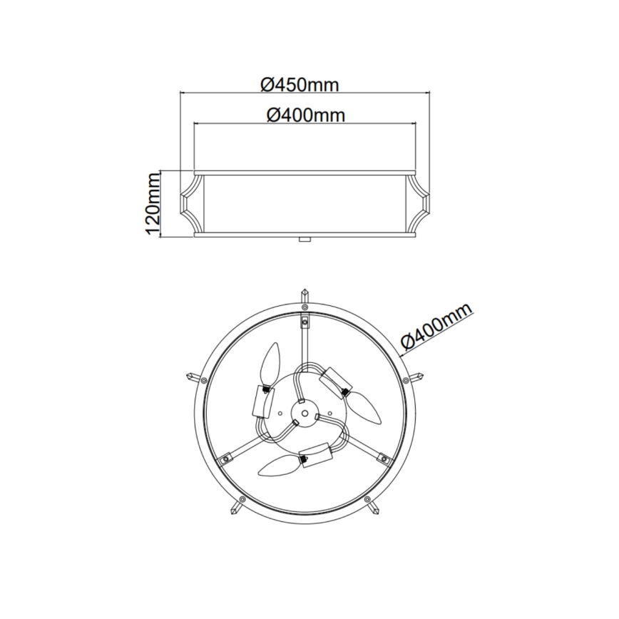 Open Design OR84405 - Taklampa PIRELO 3xE14/12W/230V Ø 45 cm mässing