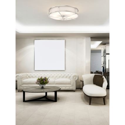 Open Design OR84429 - Taklampa STESSO 6x E27/12W/230V Ø 85 cm polerad krom/vit