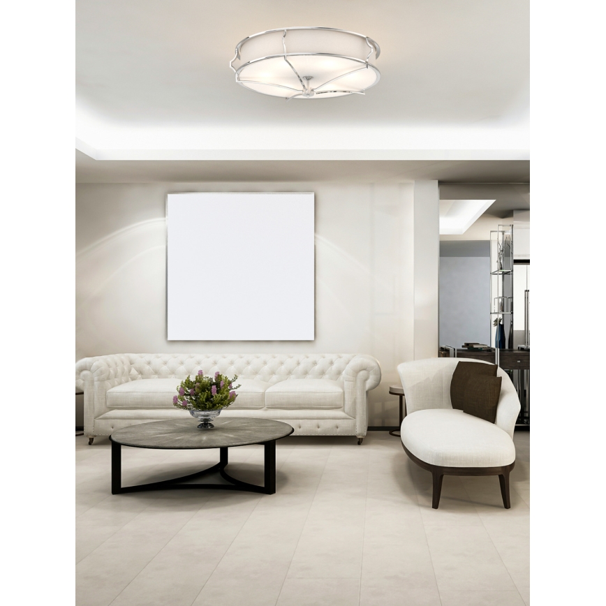 Open Design OR84429 - Taklampa STESSO 6x E27/12W/230V Ø 85 cm polerad krom/vit