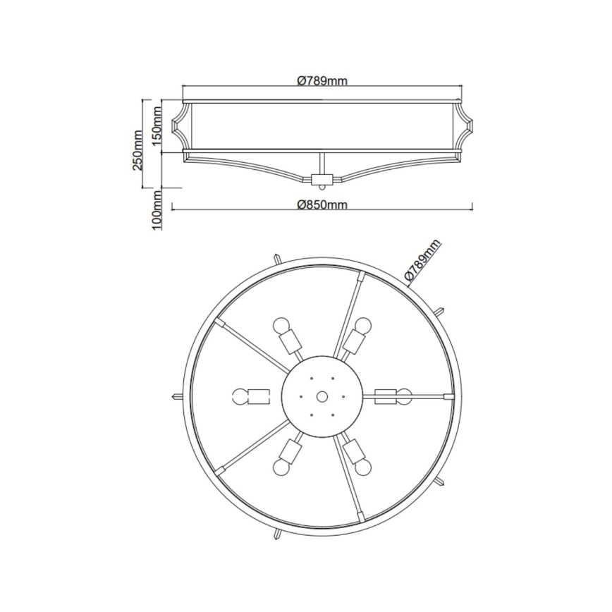 Open Design OR84429 - Taklampa STESSO 6x E27/12W/230V Ø 85 cm polerad krom/vit