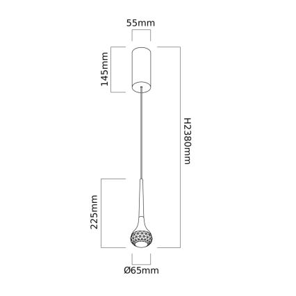 Open Design OR84795 - LED-takpendel på vajer CRIMA LED/7W/230V svart