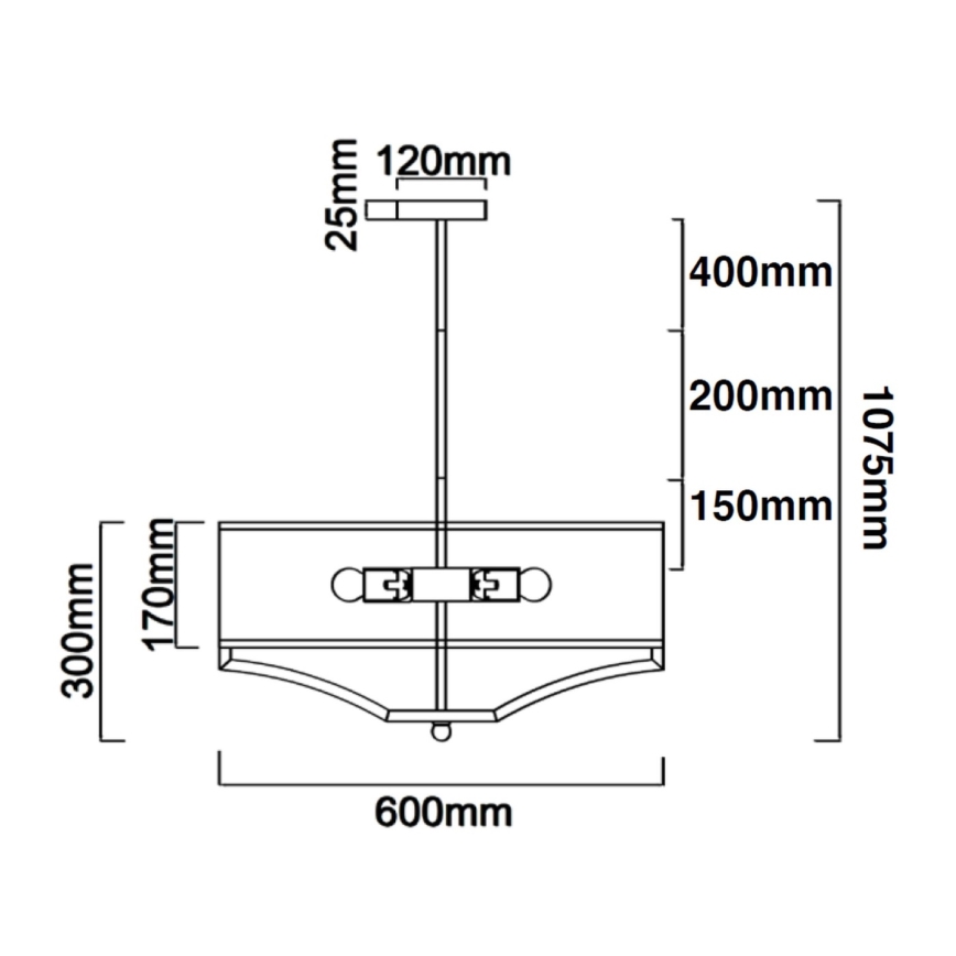 Open Design OR84801 - Taklampa på stång GERDO 4xE27/12W/230V blank krom/vit