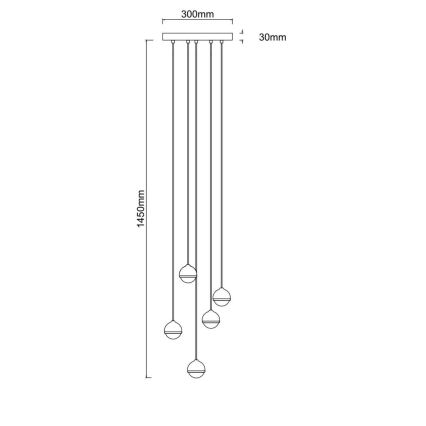 Open Design OR85518 - LED-pendel på wire BOLICINA 5xLED/5W/230V guld/svart