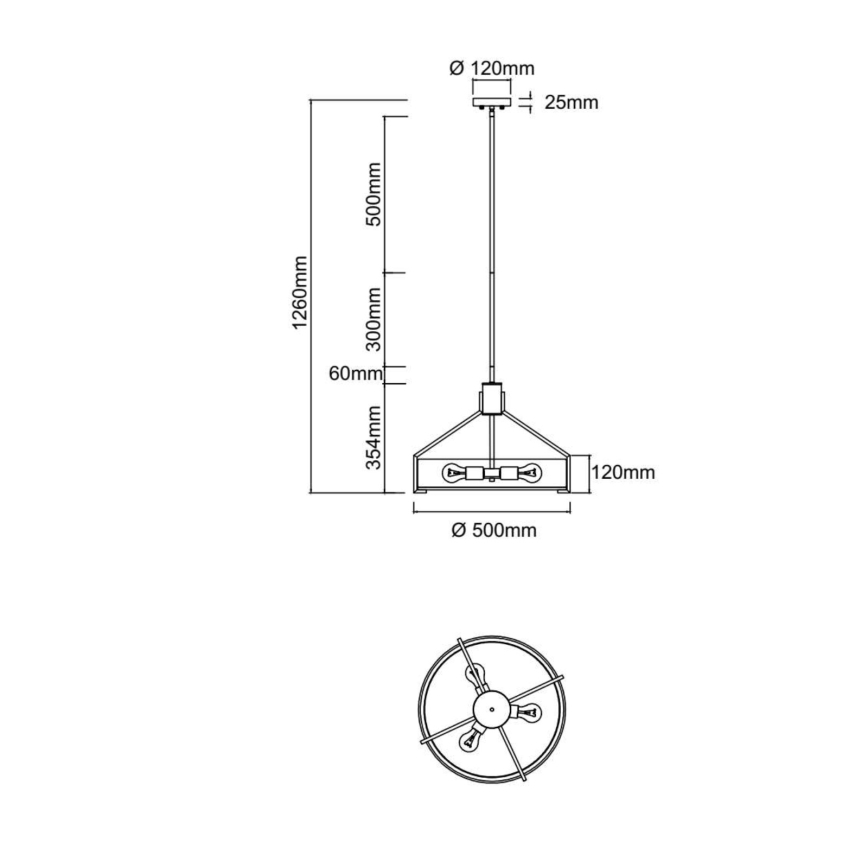 Open Design OR85624 - Taklampa med stång DORETTO 4xE27/15W/230V Ø 50 cm matt krom/vit