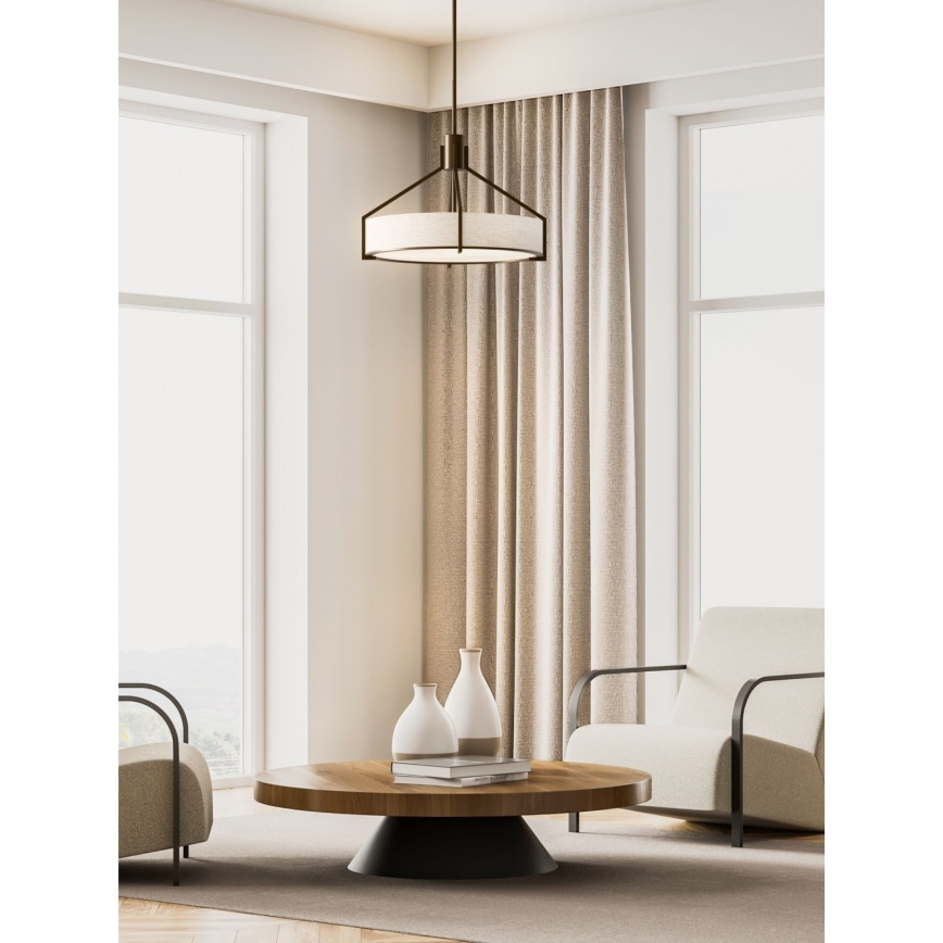 Open Design OR85648 - Taklampa med stång DORETTO 4xE27/15W/230V Ø 50 cm brun/beige