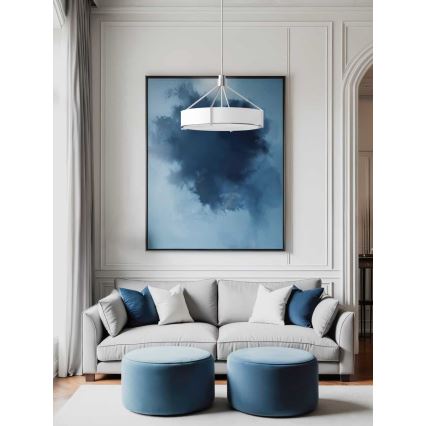 Open Design OR85655 - Taklampa med stång DORETTO 6xE27/15W/230V diam. 70 cm matt krom/vit