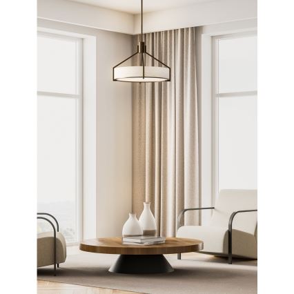 Open Design OR85679 - Takpendel på stång DORETTO 6xE27/15W/230V Ø 70 cm brun/beige