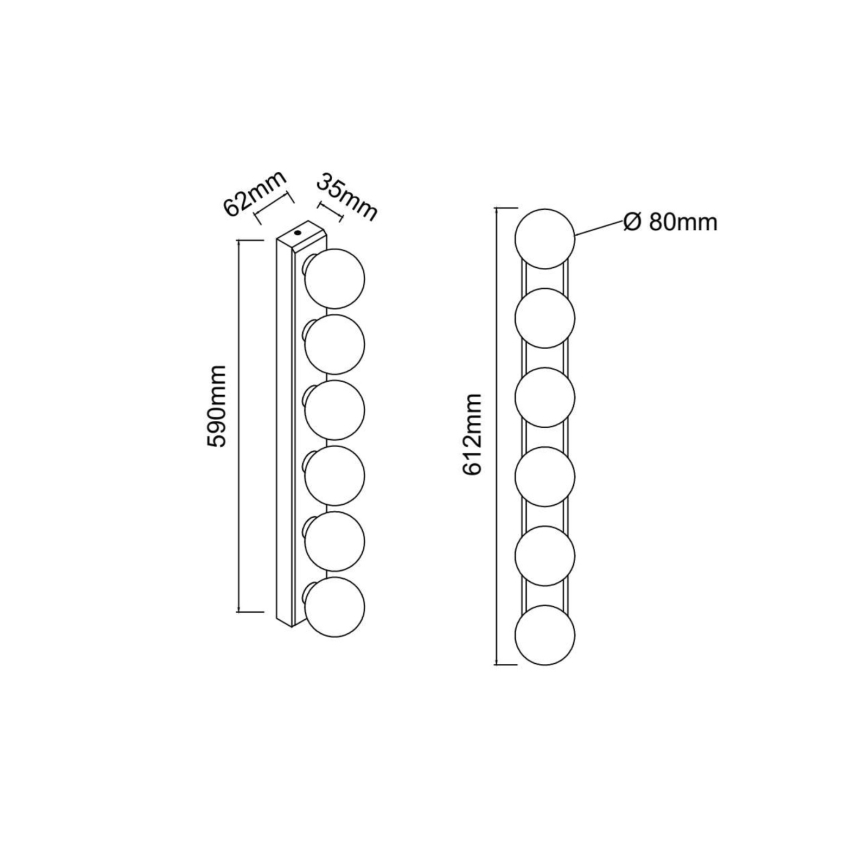 Open Design OR85693 - Badrumsvägglampa MERINO 6xG9/8W/230V 61 cm IP44 blankkrom