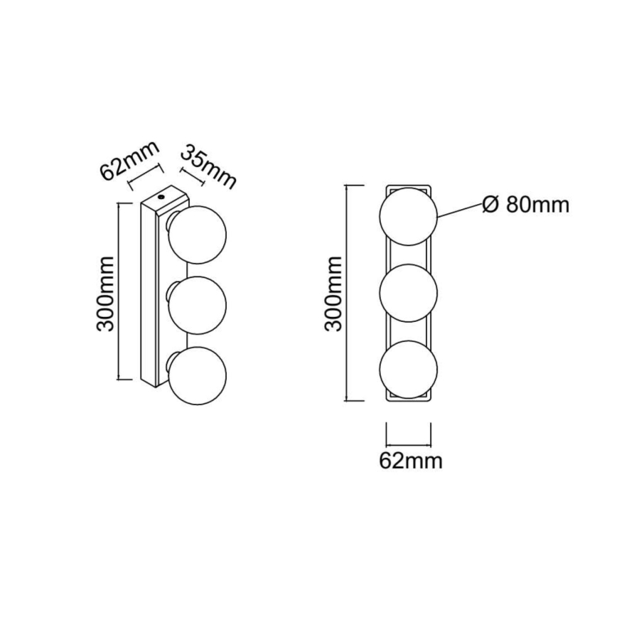 Open Design OR85716 - Badrumsvägglampa MERINO 3xG9/8W/230V 30 cm IP44 mässing