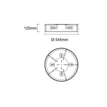 Open Design OR86010 - Taklampa ZALINDRO 4xE27/15W/230V Ø 54,5 cm vit/blank krom