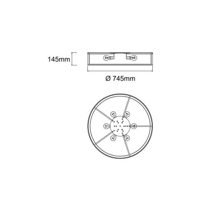 Open Design OR86034 - Taklampa ZALINDRO 6xE27/15W/230V, Ø 74,5 cm, vit/mässing