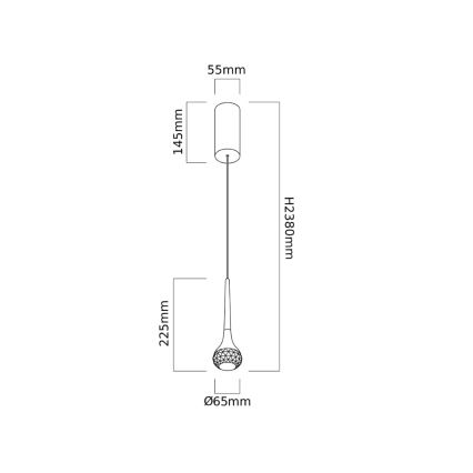 Open Design OR86171 - LED pendellampa på vajer CRIMA LED/7W/230V mässing
