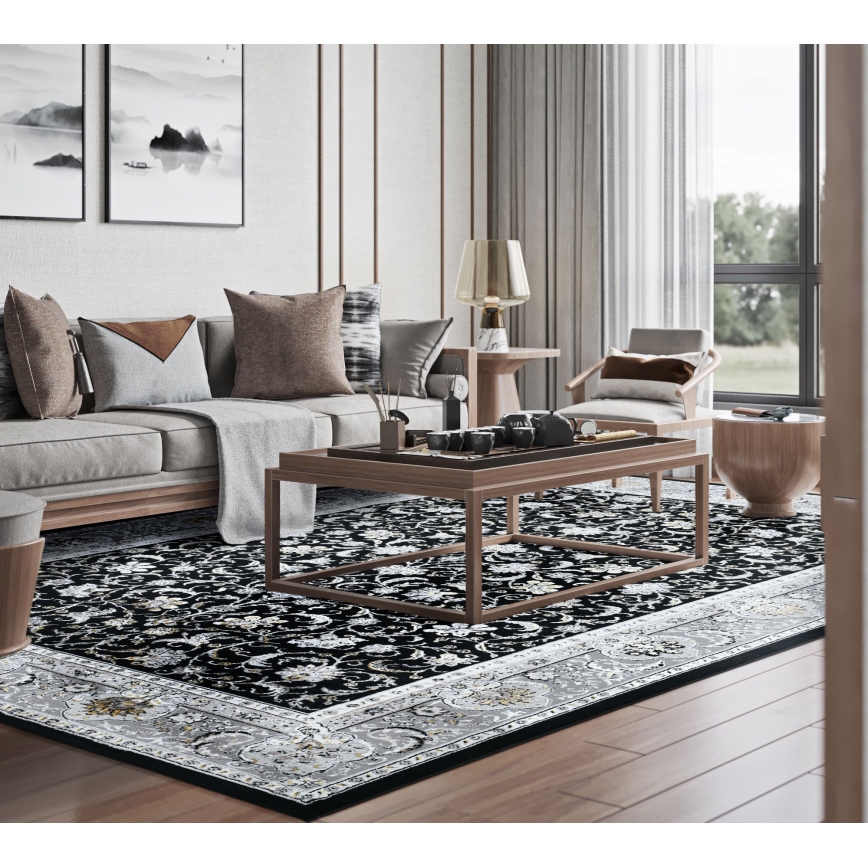Orientalisk matta GRECE 120x170 cm 2150 g/m2 svart/grå/vit