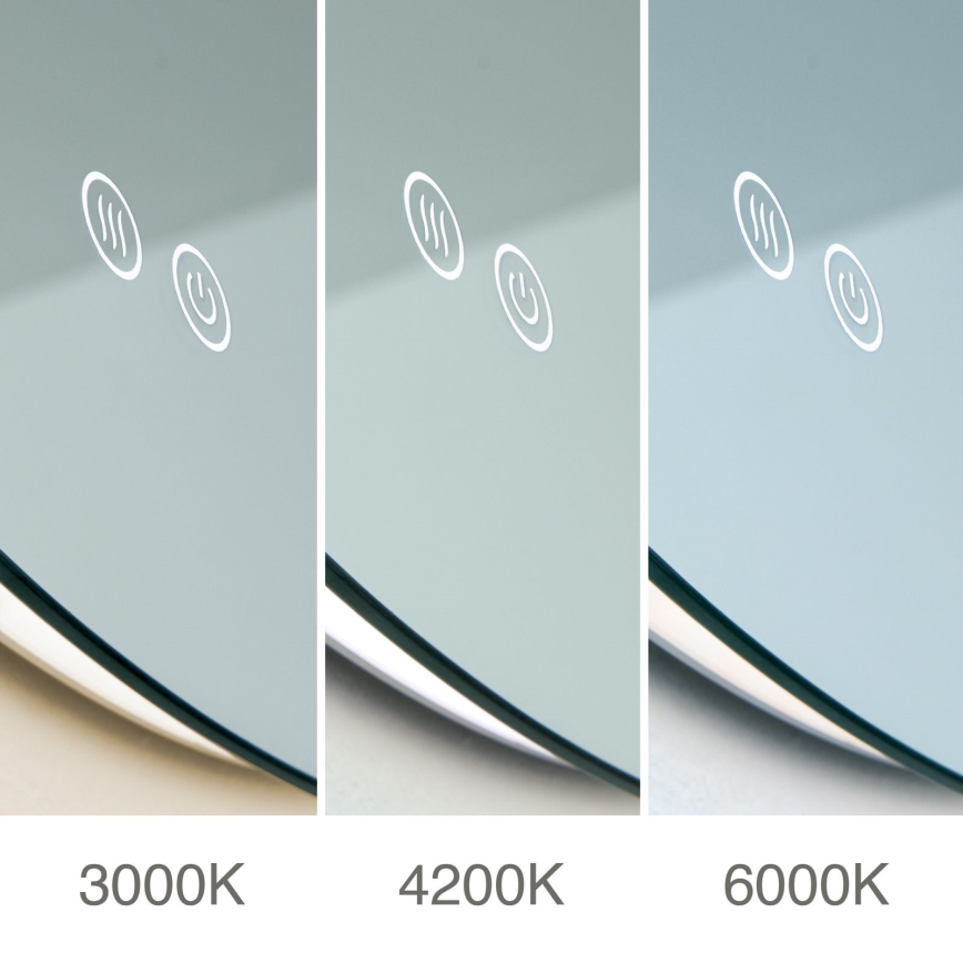 LED Badrumsvärmeväggspegel med belysning FOCUS LED/25W/230V 3000/4200/6000K Ø 60 cm IP44