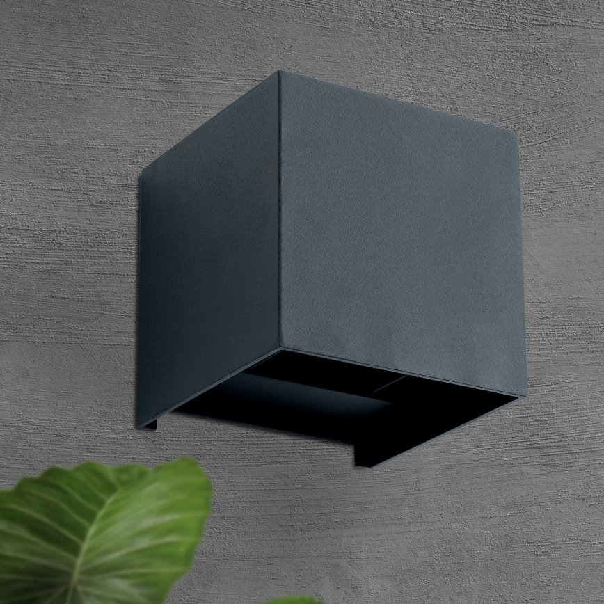LED Utomhus Vägglampa CUBE 2xLED/3W/230V IP54 Antracit