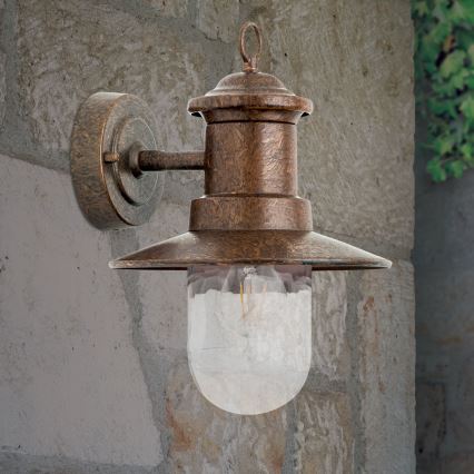 Vägglampa för utomhusbruk LEONIE 1xE27/60W/230V IP44 brons