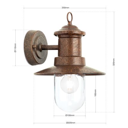 Vägglampa för utomhusbruk LEONIE 1xE27/60W/230V IP44 brons