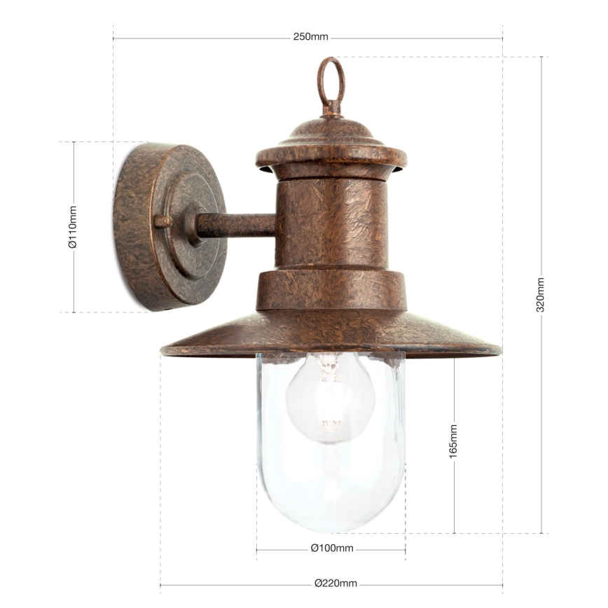 Vägglampa för utomhusbruk LEONIE 1xE27/60W/230V IP44 brons
