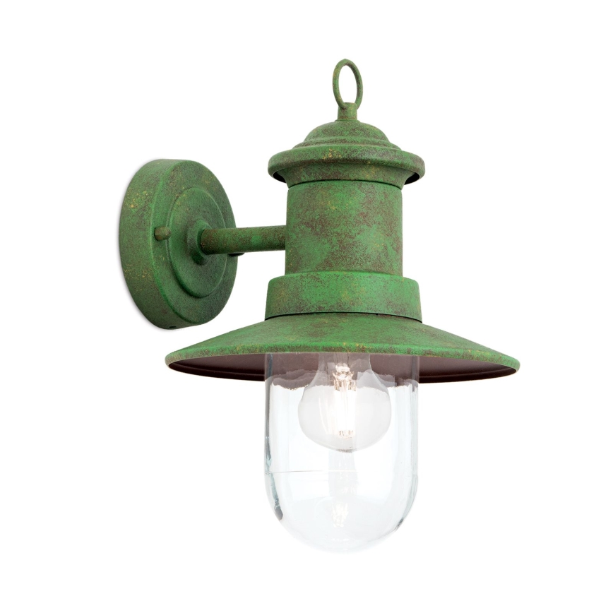 Vägglampa för utomhusbruk LEONIE 1xE27/60W/230V IP44 grön