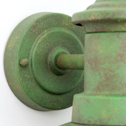 Vägglampa för utomhusbruk LEONIE 1xE27/60W/230V IP44 grön